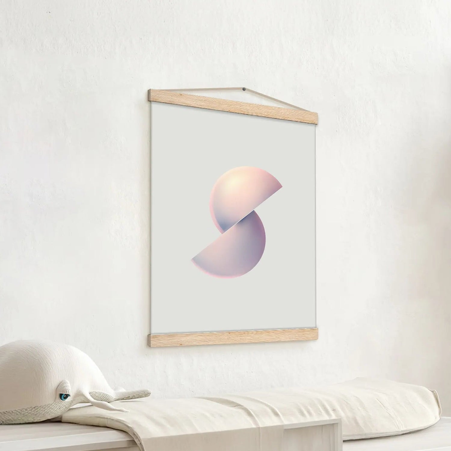 Matte posters paired with stylish, minimalistic wooden hangers. These prints offer a smooth, matte finish and are perfect for easy, modern display.